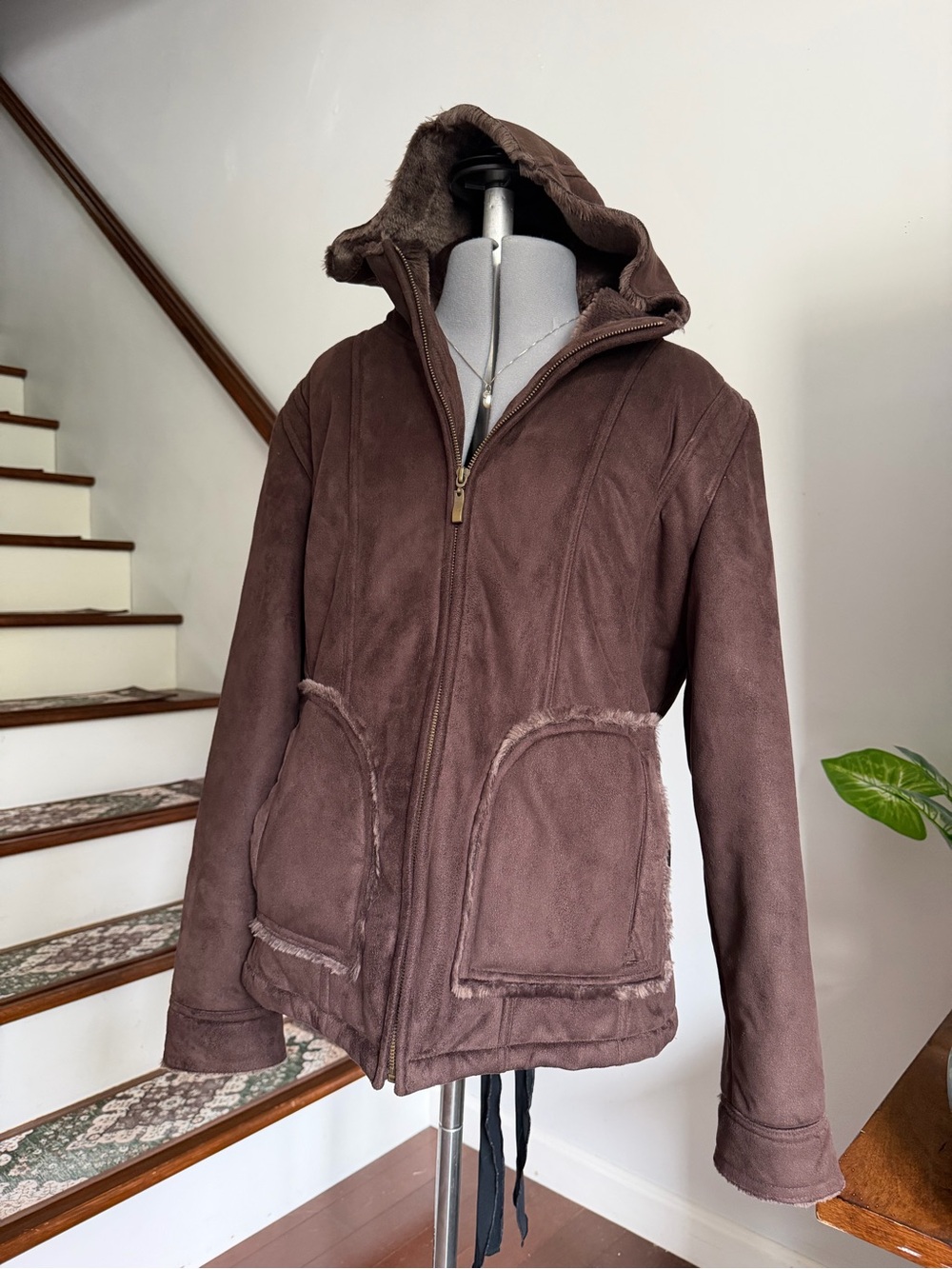 Big Chill Chocolate Brown Faux Suede Jacket Size M